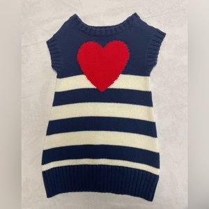 Old Navy girls navy and white sweater dress with red heart, size 12-18 mos.